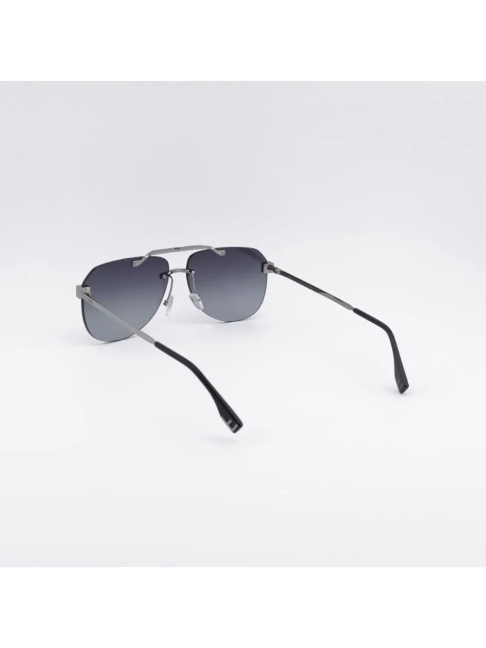 Fendi FE40115U 14B Sunglasses Silver Aviator Frame, Grey Gradient Lenses